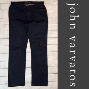 John Varvatos Men's Size 31R  x 31 Woodward Jeans Black Denim Button Fly
